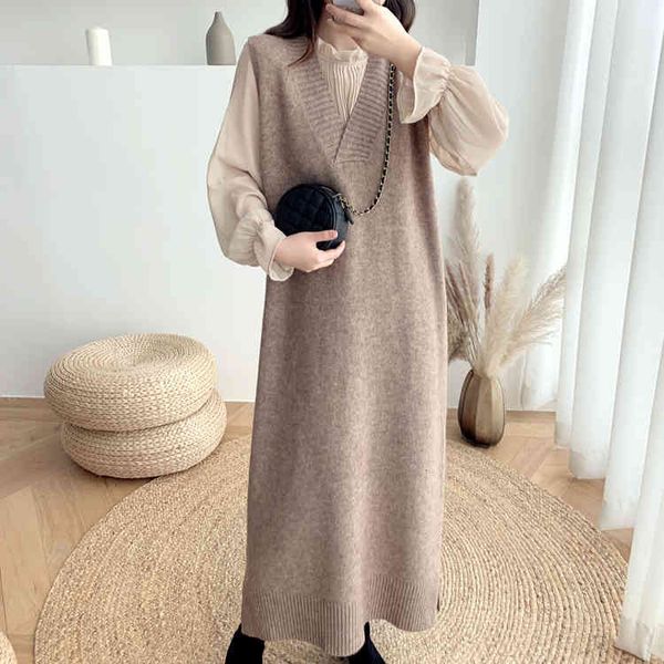 

women's sweaters vestido suÃ©ter feminino solto casual, sem mangas, de malha, decote em v, divisÃ£o lateral, pulÃ´ver quente, grande 1ryl, White;black