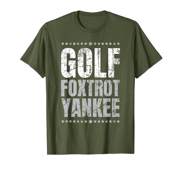 

gfy golf foxtrot yankee shirt military rude mens gift t-shirt, White;black