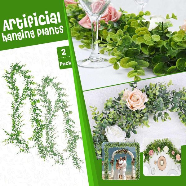 

decorative objects & figurines 2 pack artificial flowers plants fake eucalyptus vine garland hanging for wedding home office party garden cr