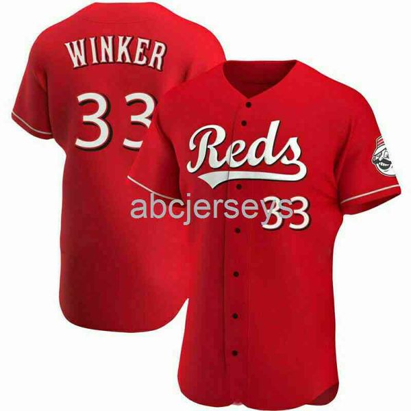

stitched custom jesse winker #33 red baseball jersey xs-6xl, Black