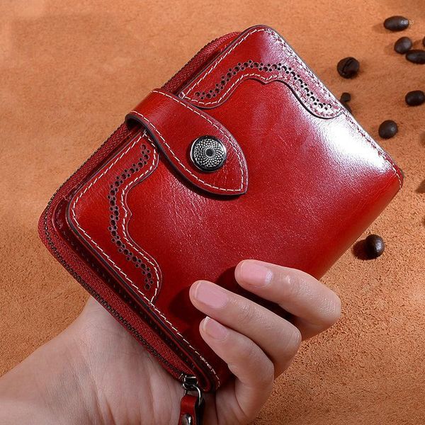 

wallets the first layer of leather for more than two fold mini wallet restoring ancient ways oil wax purse1, Red;black