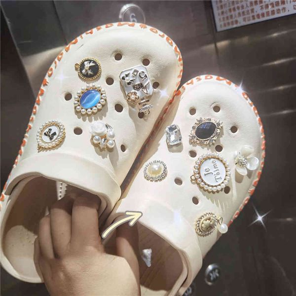 

gem cat eye pearl croc charms retro bow rhinestone shoe buckle, Bronze;silver