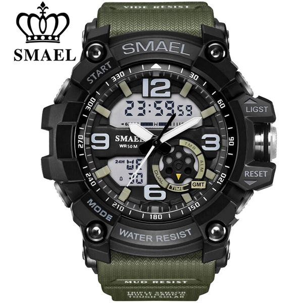 SMAEL Цифровые часы Мужчины спорт Super Cool Mens Quartz спортивные часы роскошный бренд светодиодный военный наручные часы мужские XFCS 210407