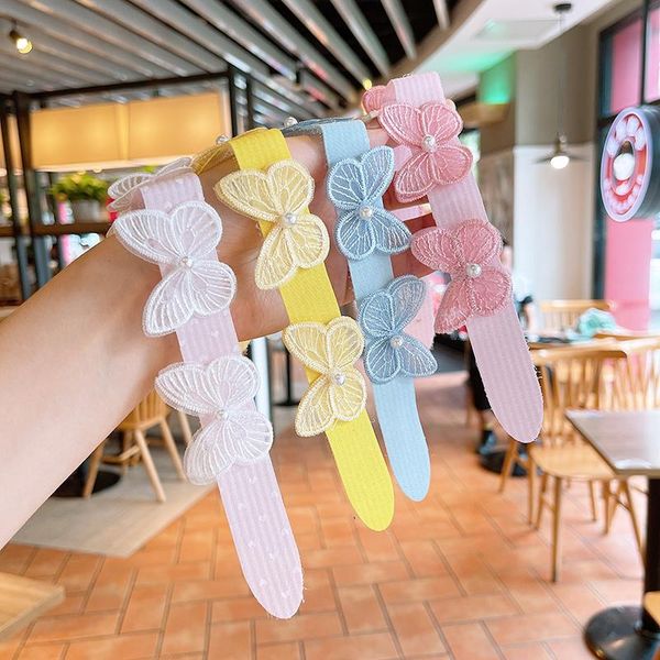 

hair accessories butterfly band for girls cute sticker clip bangs fixed seamless magic tape fringe patch hairwear, Slivery;white