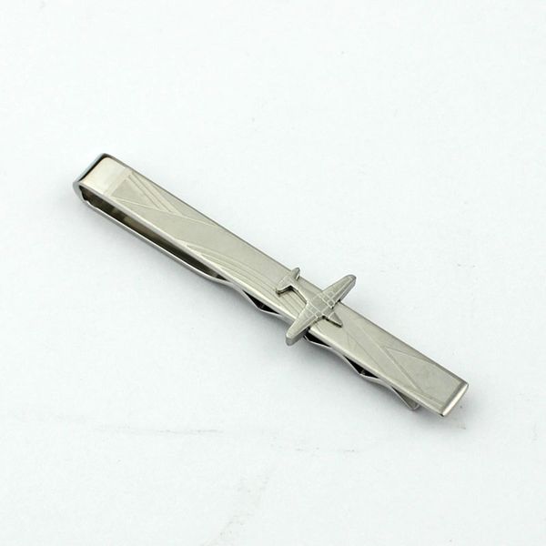 

fashion 316l stainless steel tie clips for men airplane design never change color or fade tie bar clip, Silver