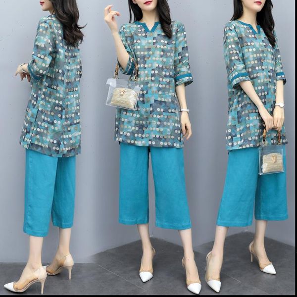 

casual set plus size s womens pants 3xl suit vintage polka dot loose long and wide leg elegant summer, White