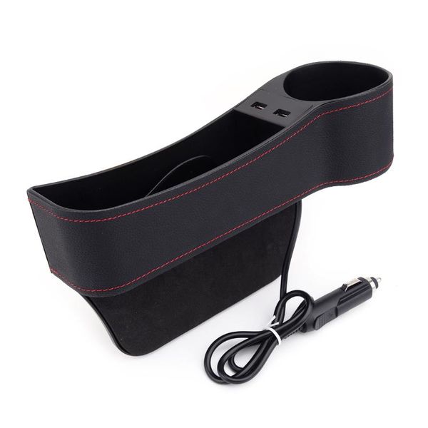 

car organizer black right side seat slit pocket crevice storage box with 2usb port