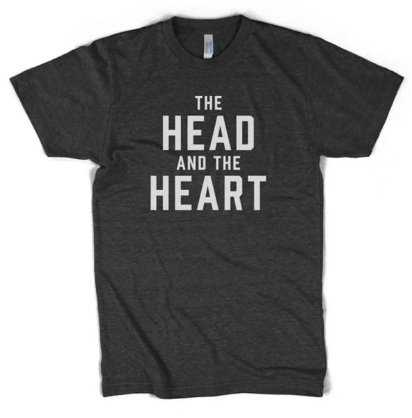 

the head and the heart logo t-shirt heather black retired design oop, White;black