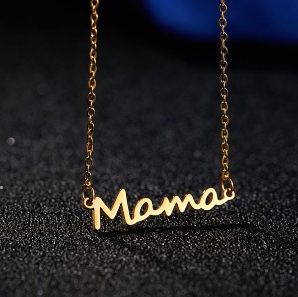 Ожерелье с подвеской в виде буквы «мама» на день матери для женщин, 2 цвета, именная табличка для мамы, цепочка на ключицы, колье, индивидуальное ювелирное изделие, подарок