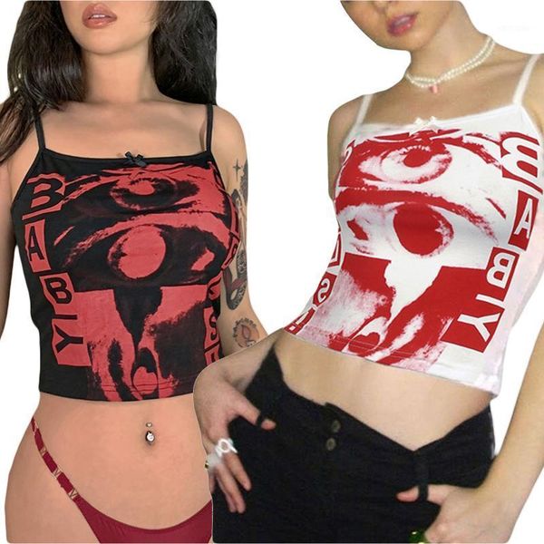 

women's tanks & camis crop cami , sleeveless eye letter print slim fit camisole summer 2021, White