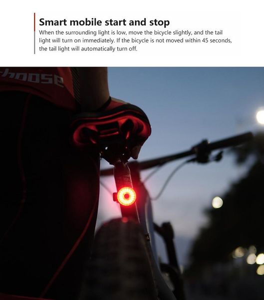 

bicycle taillight intelligent brake light automatic induction warning usb charging night riding equipment bike lights