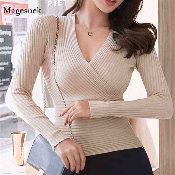 

pullover korean autumn slim women long sleeve cotton winter clothes v-neck solid knitwear sweater knit 10452 210518, White;black