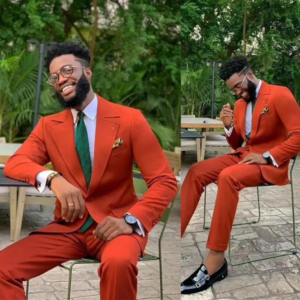 

men's suits & blazers handsome orange men wedding tuxedos 2 pieces groom pants party prom jacket clothes business wear blazer, White;black