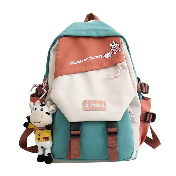 

school bags fashion backpack waterproof nylon for women lapladies cute female rucksack kawaii student men black book bag mochila