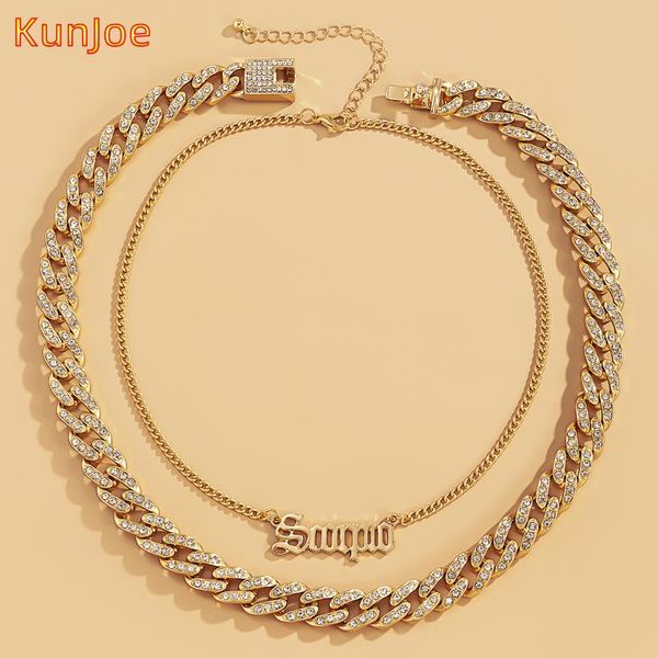 

kunjoe hip hop punk jewelry personality fashion rhinestone letter pendant necklace women gothic statement choker gifts necklaces, Silver