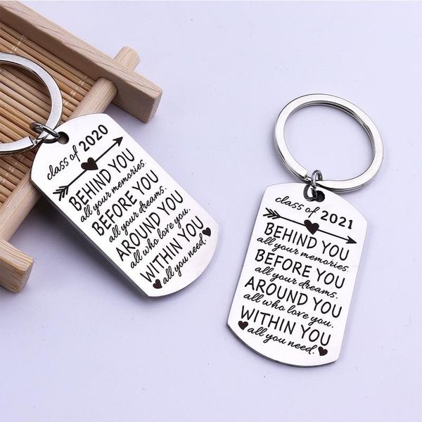 

keychains keychain man letter key chain women class of 2021 behind you holder couples keyring party pendant zinc alloy porte clef, Silver