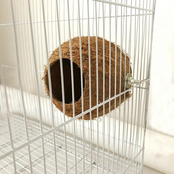 

other bird supplies pet coconut shell nest, parrot natural perch, small animals comfortable bed