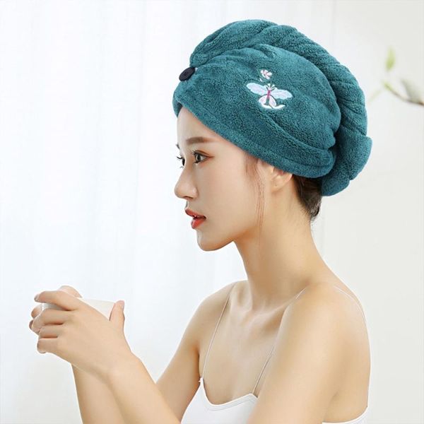 

towel hair wrap for women butterfly embroidery drying towels bath