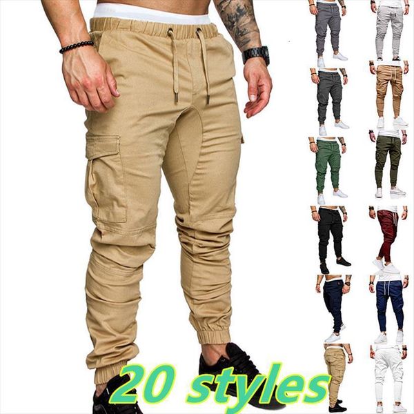 

cargo joggers women pants sweatpants casual male sportswear solid multi pocket trousers pantalones s 4xl, Black