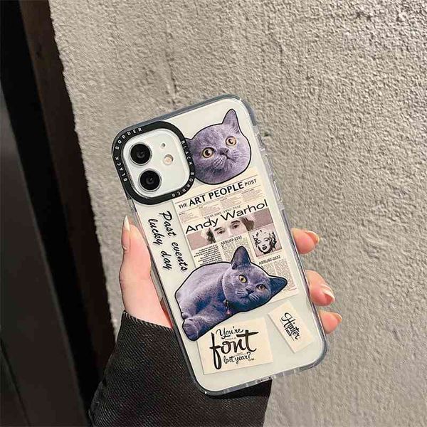 

fashion applicable 11promax apple phone iphone 12 cat two-color transparent case 8plus / xsmax