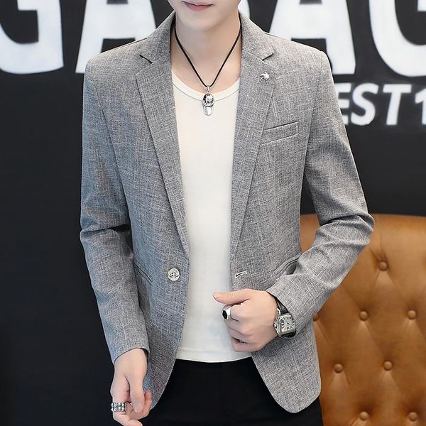 

men's suits & blazers uyuk2021 autumn style temperament quality fashion slim leisure button lapel v-collar suit jacket homme single bre, White;black