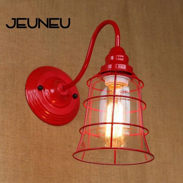 

fashional style wall lamps led e27 220v mini red colour glass shade light lamp sconce porch fixtures for bedroom