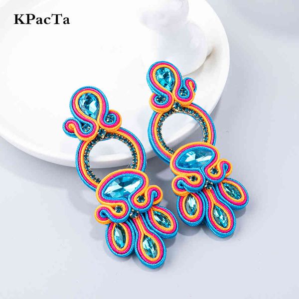 

kpacta handmade s luxury earrings for women 2021 dangle charms accseeories bohemian soutache jewelry party gift, Golden