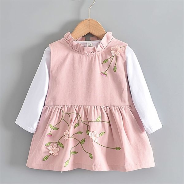 

melario newborn baby dress new autumn toddler girls stawberry princess dresses sweet ruffles clothes casual kids dress 210412, Red;yellow