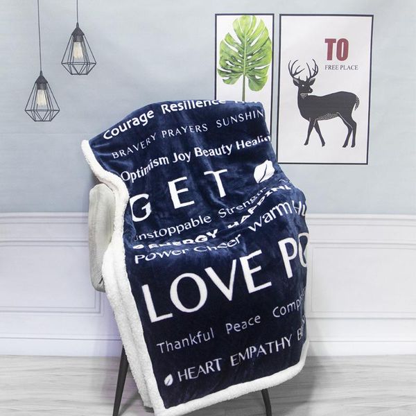 

blankets 123x157cm flannel lamb wool blanket warm hug positive energy gift for ladies and mens friends