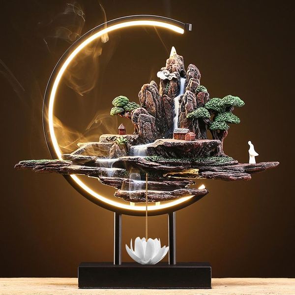 

fragrance lamps creative rockery incense burner smoke waterfall backflow zen ceramic diffuser encensoir brander home decor dh50xl
