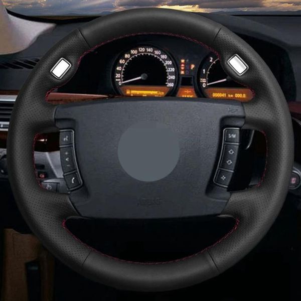 

steering wheel covers diy black wearable genuine leatherÂ car accessories cover for e65 e66 long wheelbase sedan 7 series 2001-2008