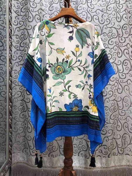 

blouses cotton blouses summer casual women batwing sleeve blue white flower print loose female blusa
