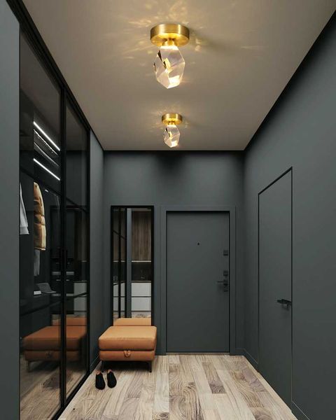 

ceiling lights modern led lamp crystal lampshade gold for balcony corridor staircase vestibule decoration lighting fixture