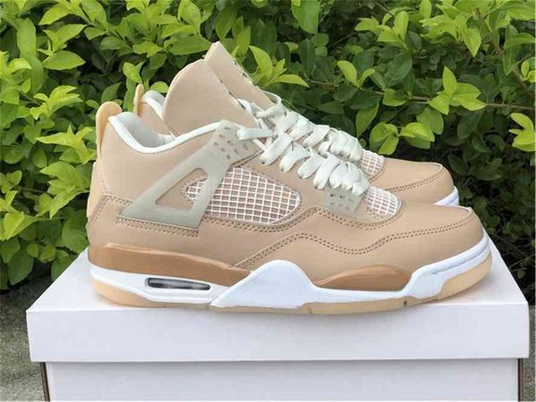 

2021 authentic 4 wmns shimmer 4s outdoor shoes bronze eclipse/orange quartz/metallic silver men women sports sneakers with original box