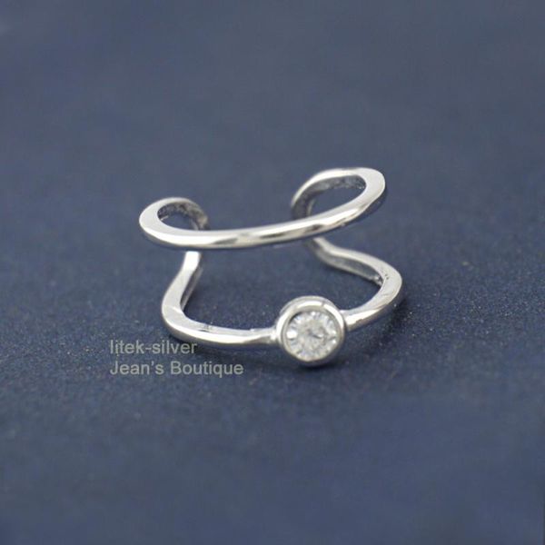 

clip-on & screw back 1pc 925 solid sterling silver simple cz zirconia ear cuff clip wrap earring women a1655