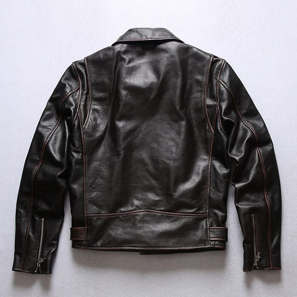 

men's leather & faux 2021 vintage brown motorcycle style genuine jacket men plus size 3xl real natural cowhide spring slim fit biker&#0, Black
