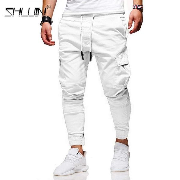 

men's pants men thin casual jogger streetwear cargo multi-pockets trousers fitness gyms sweatpants mens, Black