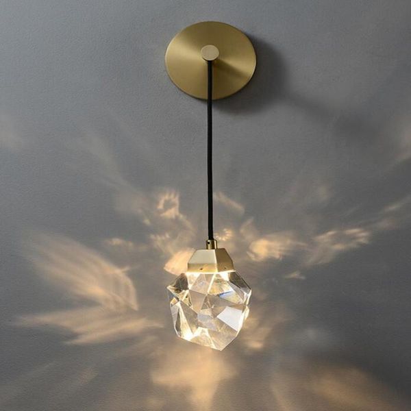 

modern led crystal wall lamp nordic copper pendant light bedroom bedside corridor stairs home decor sconce lighting fixture