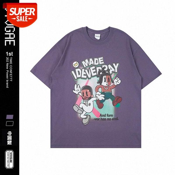 

vivgae street american retro short sleeve t-shirt male loose bf casual couple half #gu5q, White;black