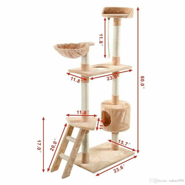 60 Inch Kitten Pet House Hammock Cat Tree Tower Condo Scratcher Furniture Tool2730