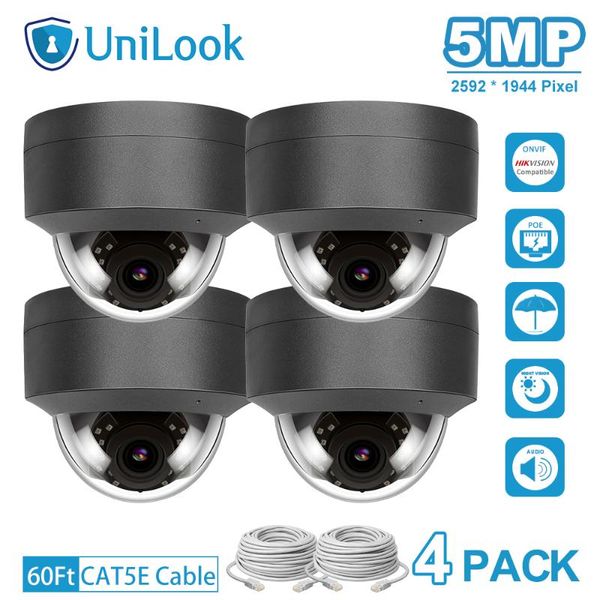 

ip camera 4pcs gray in package outdoor security built-in mic ip66 ir 30m hikvision compatible onvif h.265 cameras
