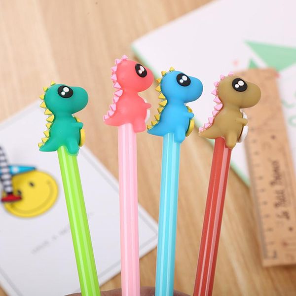 

gel pens 4pcs creative cute dinosaur pen school stationery 0.5mm black ink kids gift office signature kawaii stationary supplies