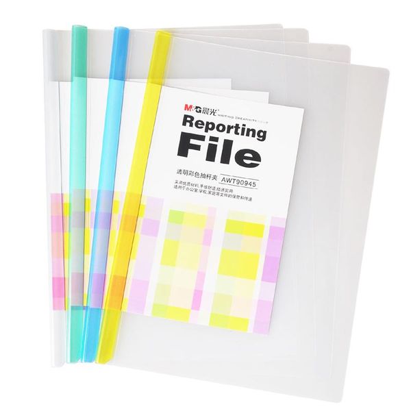 

business card files 10pcs/lot m&g stationery bookend multicolour transparent pumping lever clip awt90945 rod a4