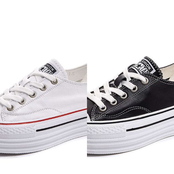 

Casual shoes Leather small white women 2021 new breathable basic versatile Street Photo student thick bottom muffin casual board summer BOF2