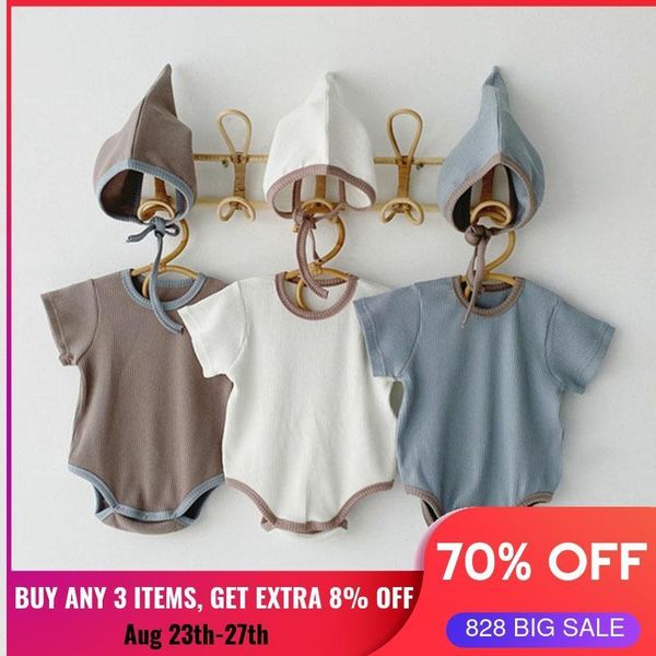 

jumpsuits 2 pcs baby boy clothes summer cotton born romper + hat ropa spring clothing for boys, Blue