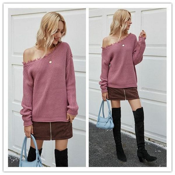 

women's sweaters off shoulder sweater women long sleeve casual loose solid female, White;black
