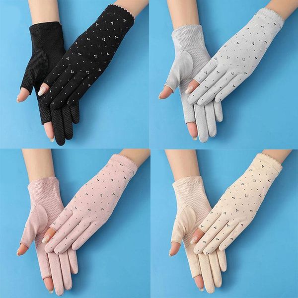 

five fingers gloves fashion fingerless summer anti-slip mittens women driving glove spring sunscreen breathable half finger, Blue;gray