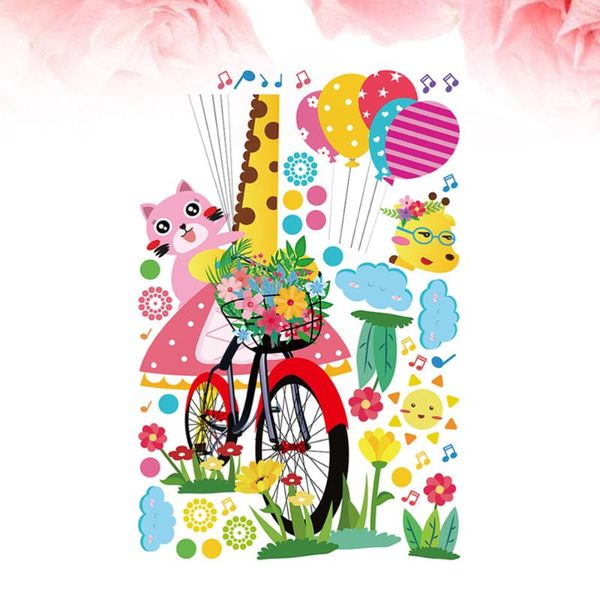

cartoon animal giraffe with ballons wall sticker removable art decals for kids room home decoration wallpapers