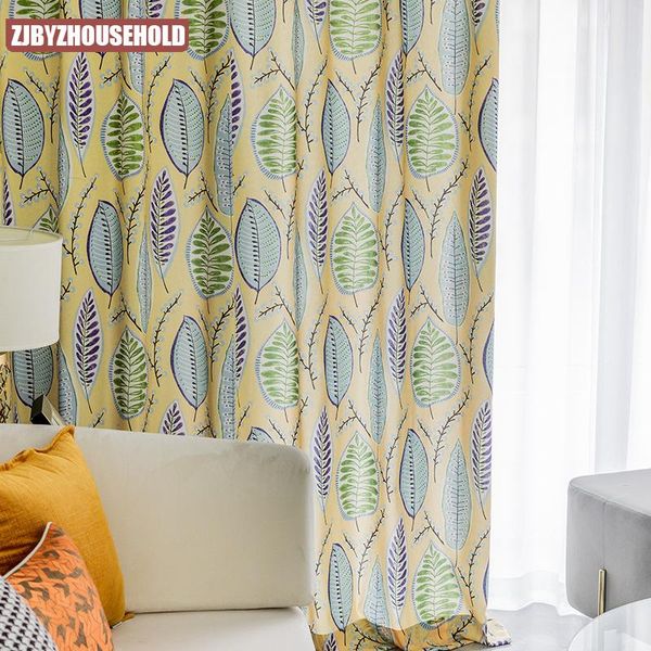 

curtain & drapes modern curtains for living diningroom bedroom garden leaf printing available green purple finished product customization