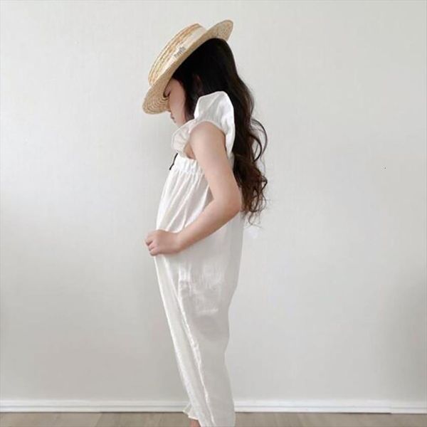 

summer girls clothe kids clothes linen overalls white jumpsuits jumpsuit, Blue